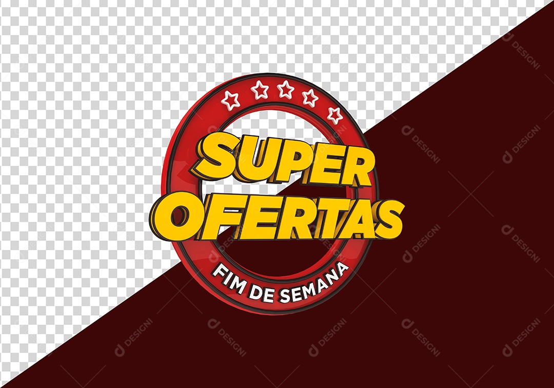 Super Ofertas Fim de Semana Selo 3D para Composição PSD