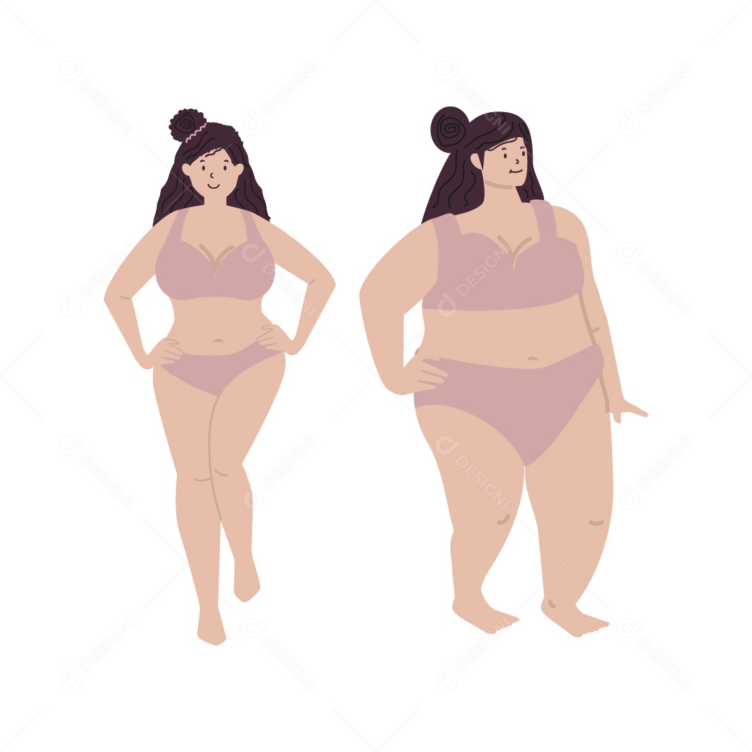 Mulheres Fazendo Pose Na frente do Espelho Ilustração Vetor EPS