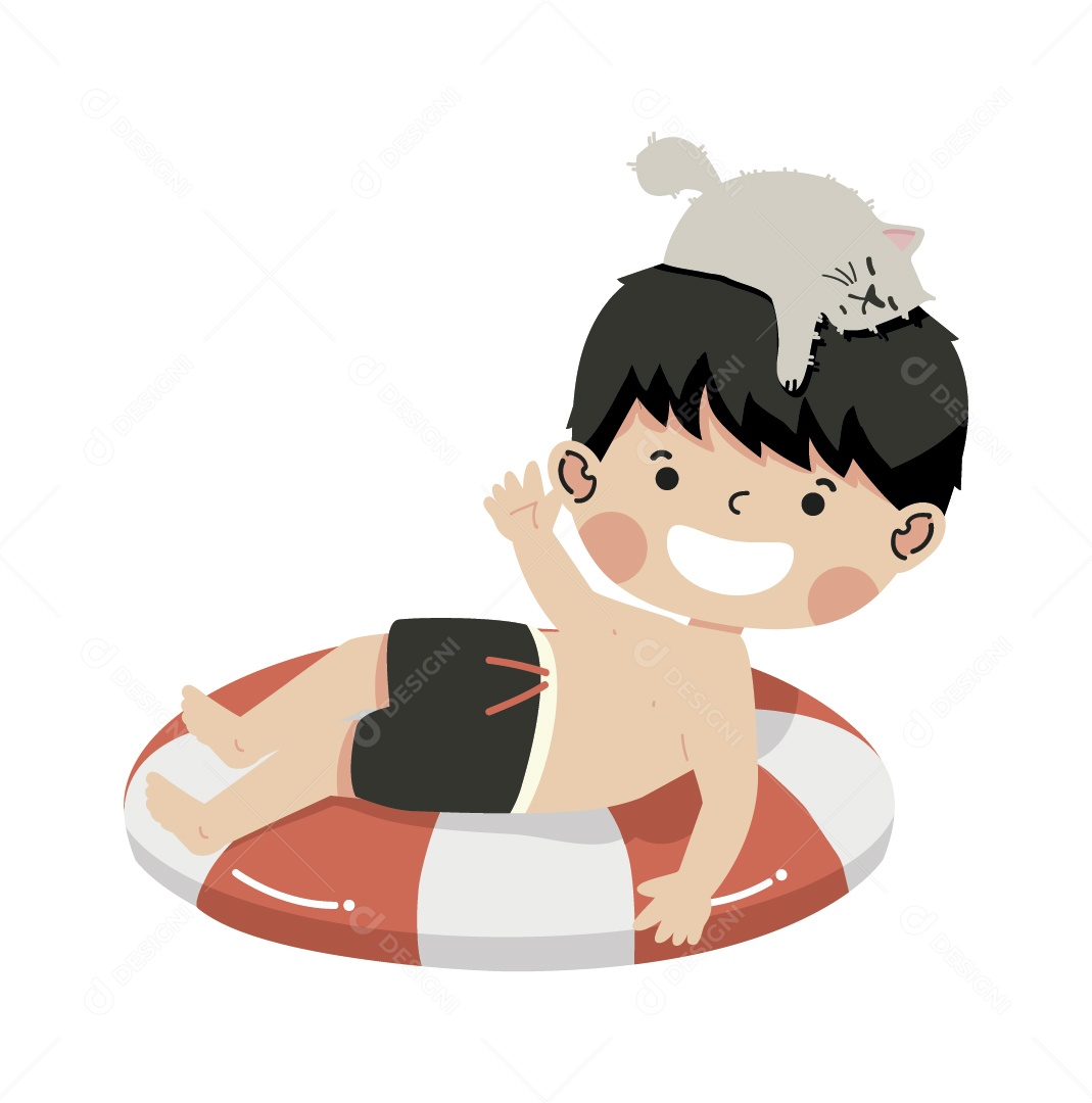 Garota Deitado em uma Boia Ilustração Vetor EPS