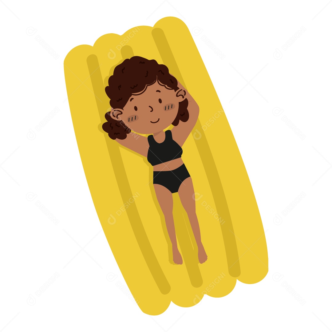 Mulher Deitada na Boia Ilustração Vetor EPS