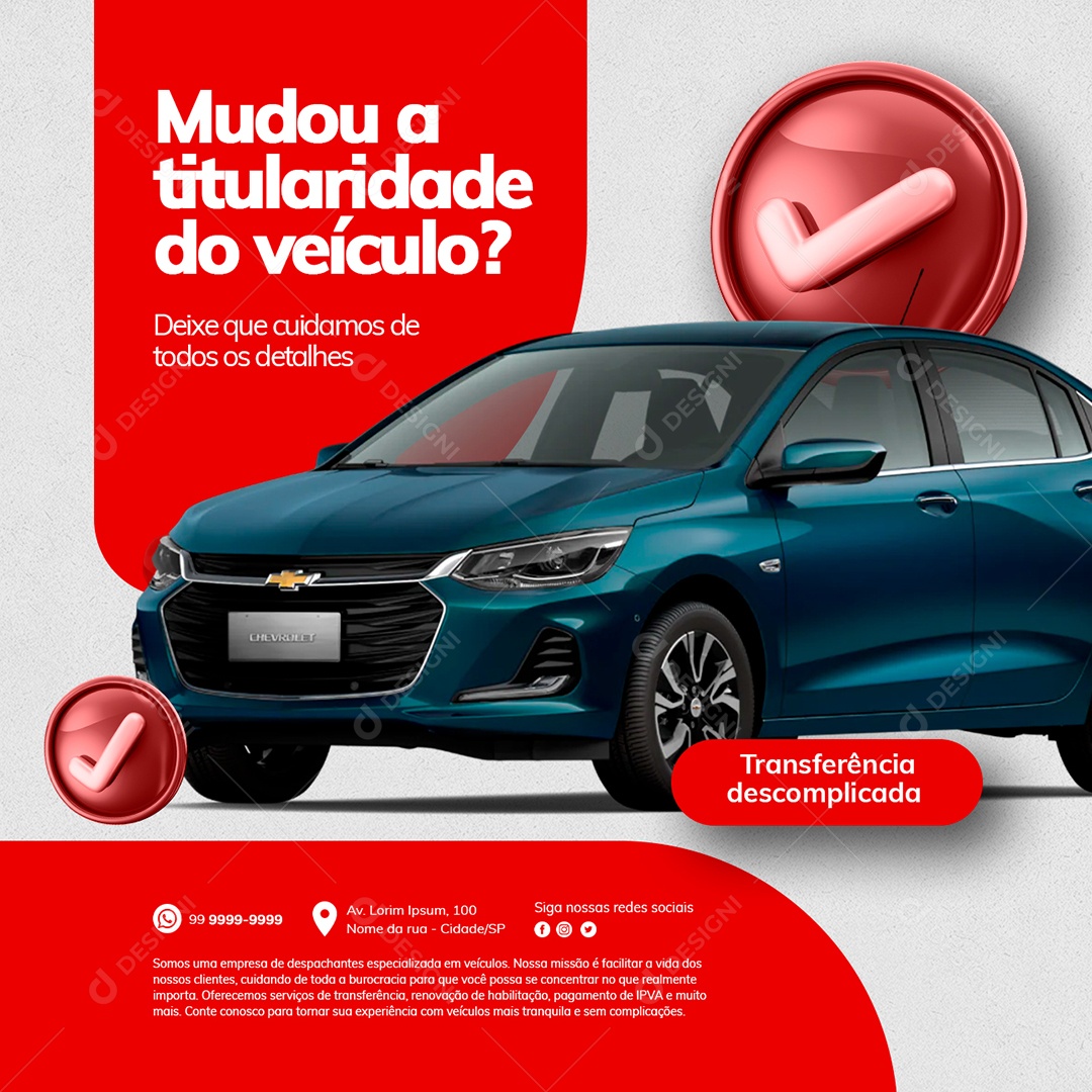 Despachante Mudou a Titularidade do Veículo Social Media PSD Editável