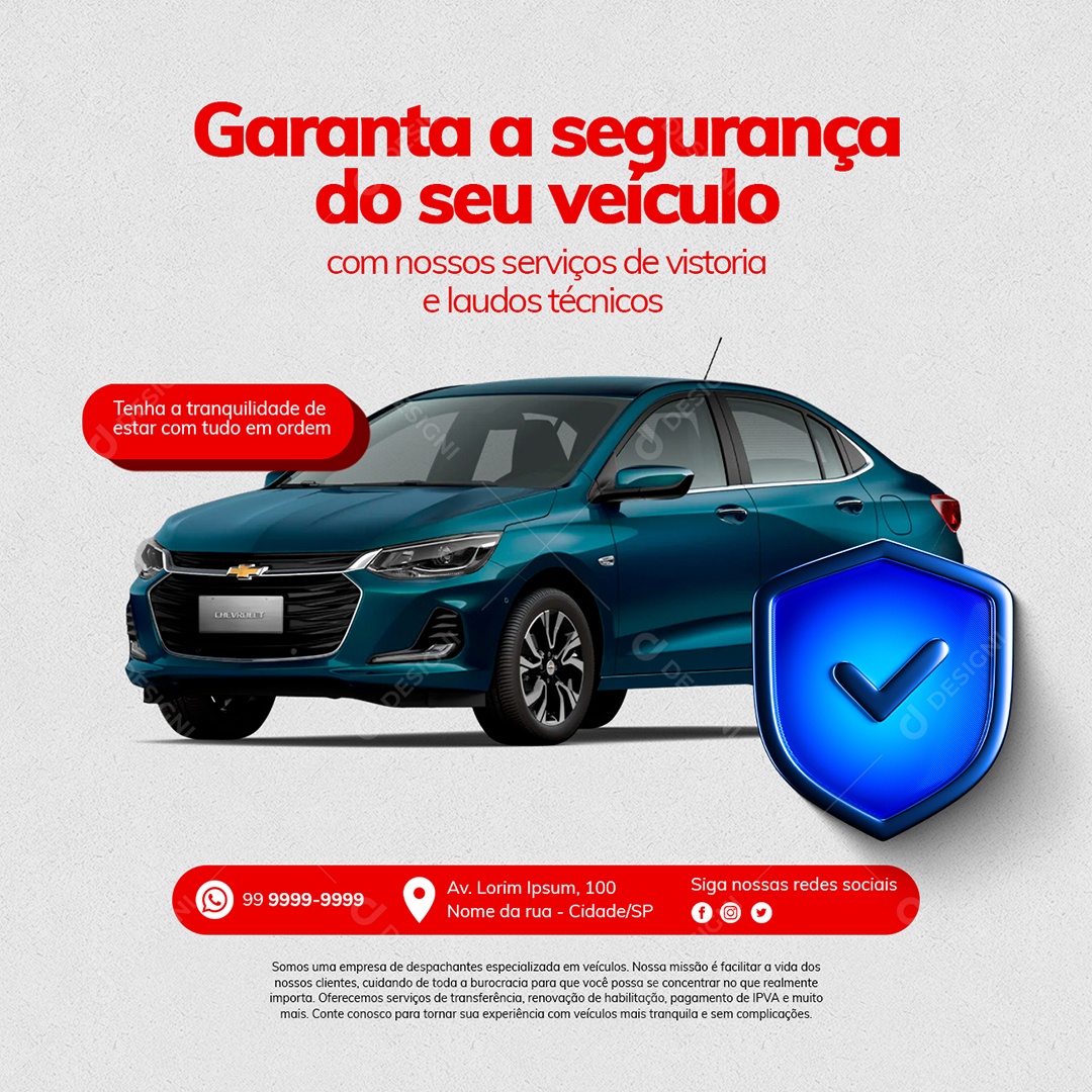 Despachante Garanta a Segurança do seu Veículo Social Media PSD Editável