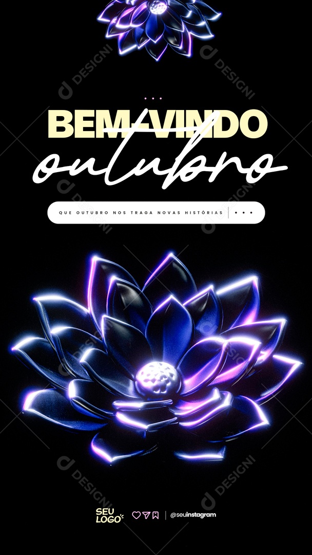 Story Novas Histórias Bem Vindo Outubro Social Media PSD Editável