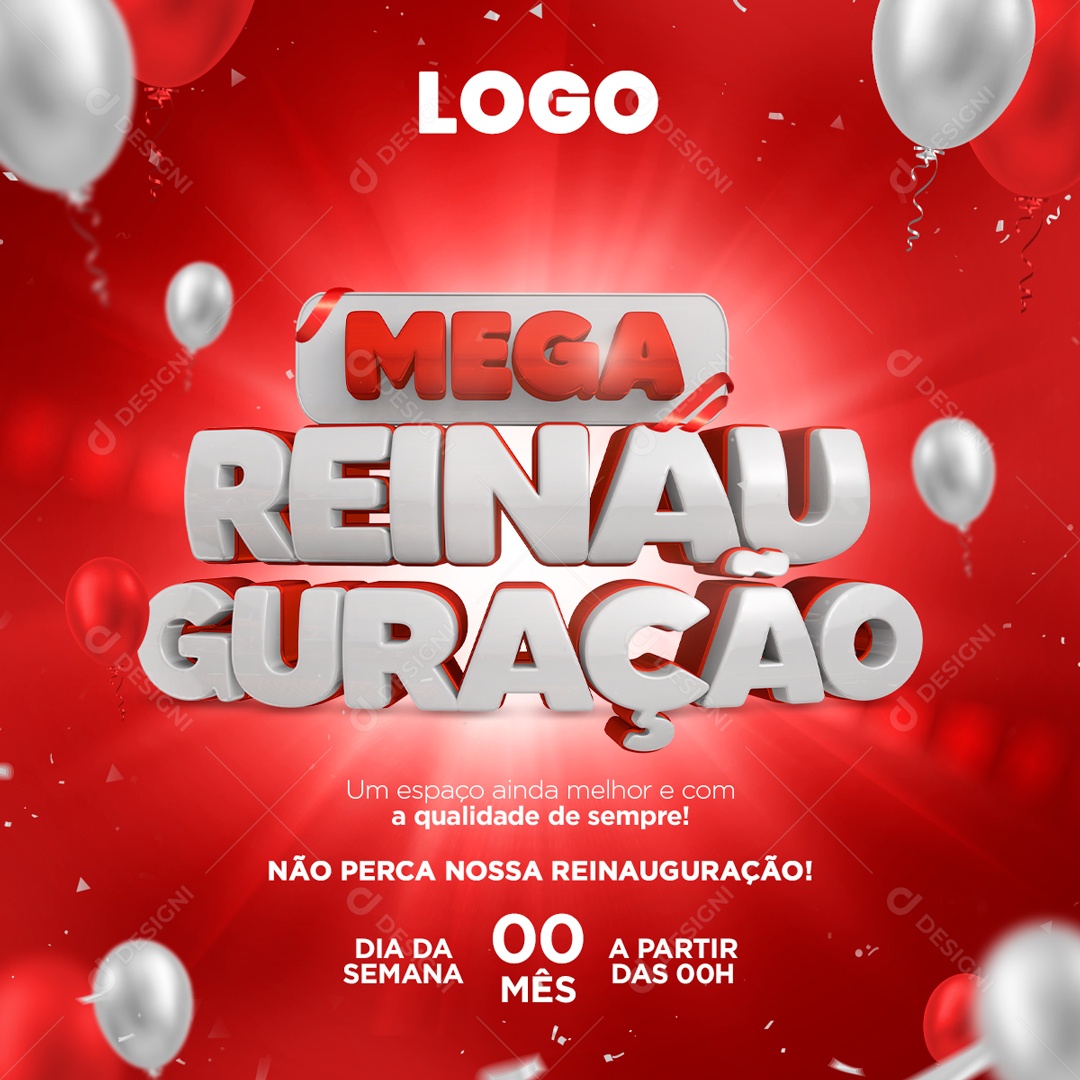 Social Media Mega Reinauguração Qualidade de Sempre PSD Editável