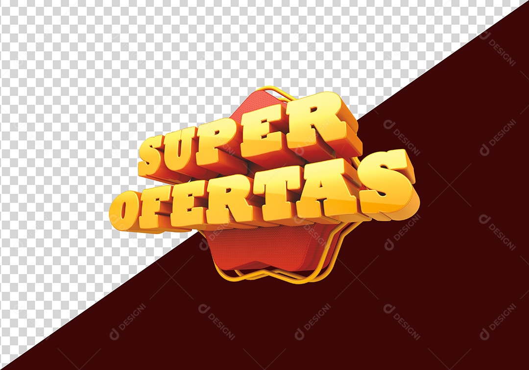 Super Ofertas Selo 3D Dourado para Composição PSD