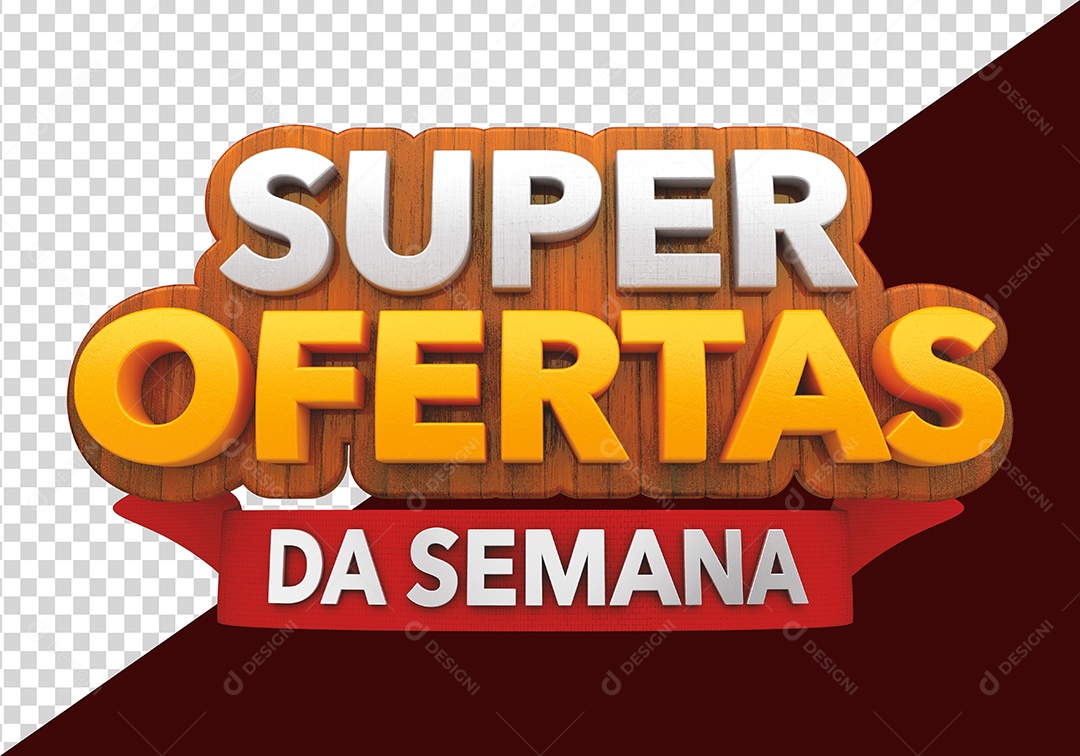 Super Ofertas da Semana Selo 3D Branco Dourado para Composição PSD