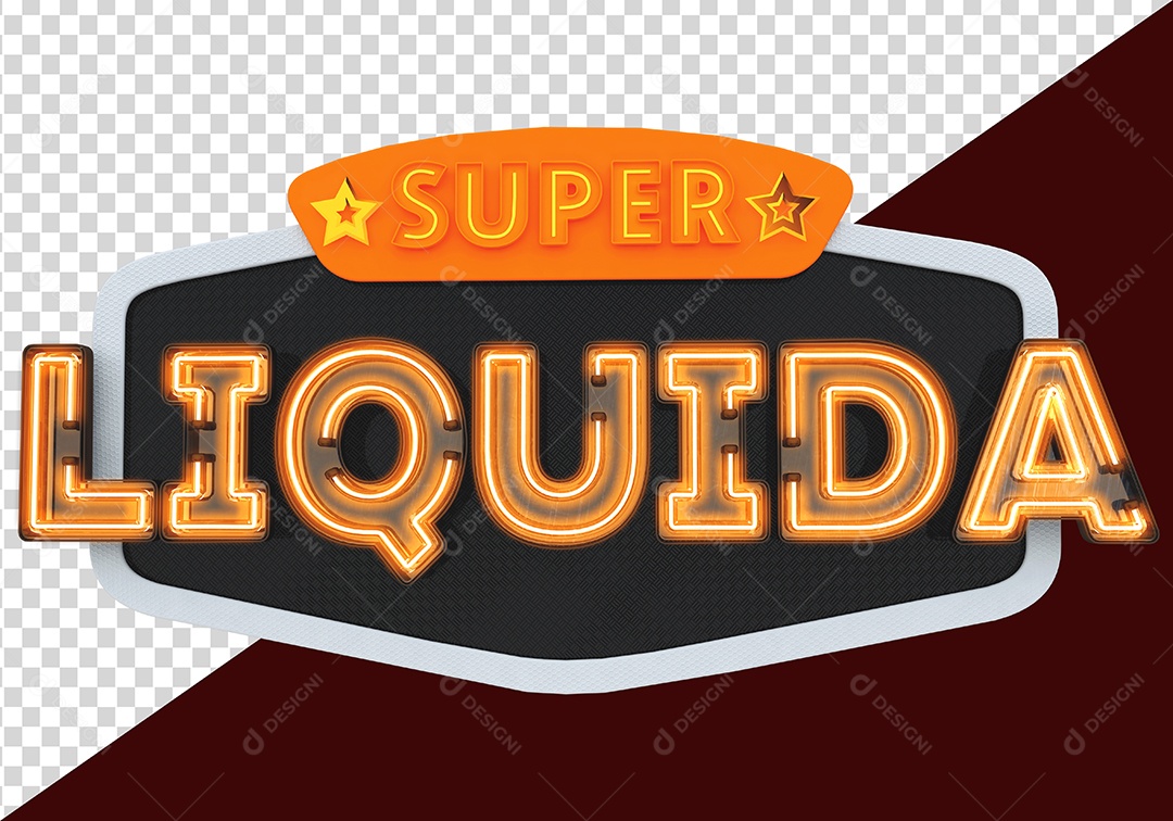 Super Liquida Selo 3D Laranja Preto para Composição PSD