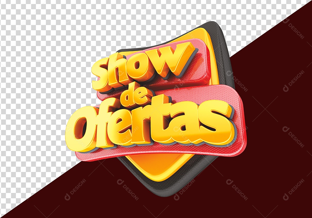 Show de Ofertas Selo 3D Dourado Vermelho para Composição PSD