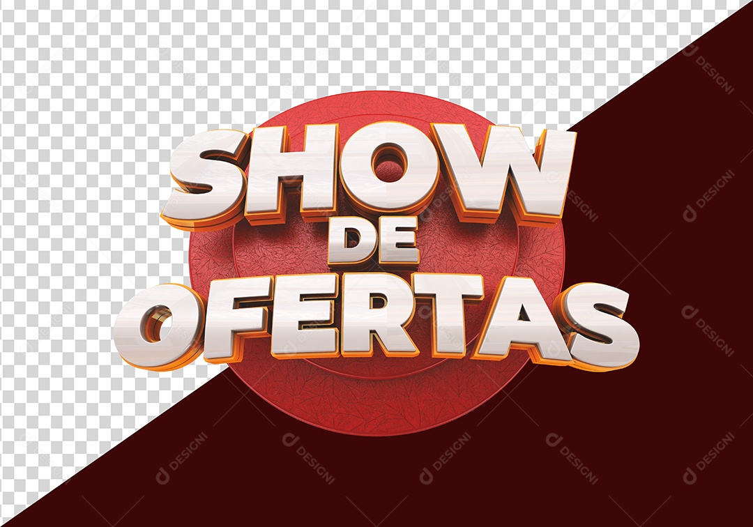 Show de Ofertas Selo 3D Branco e Vermelho para Composição PSD