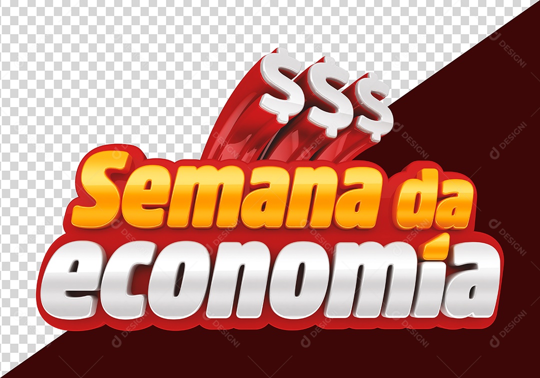 Semana da Economia Selo 3D Dourado Branco para Composição PSD