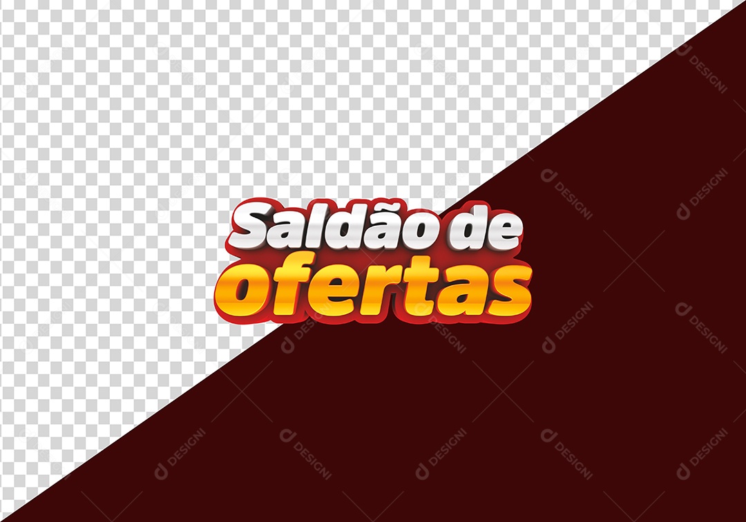 Saldão de Ofertas Selo 3D Branco Dourado para Composição PSD