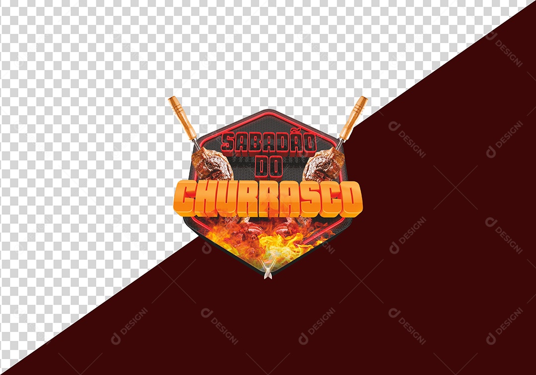 Sabadão do Churrasco Selo 3D Dourado para Composição PSD