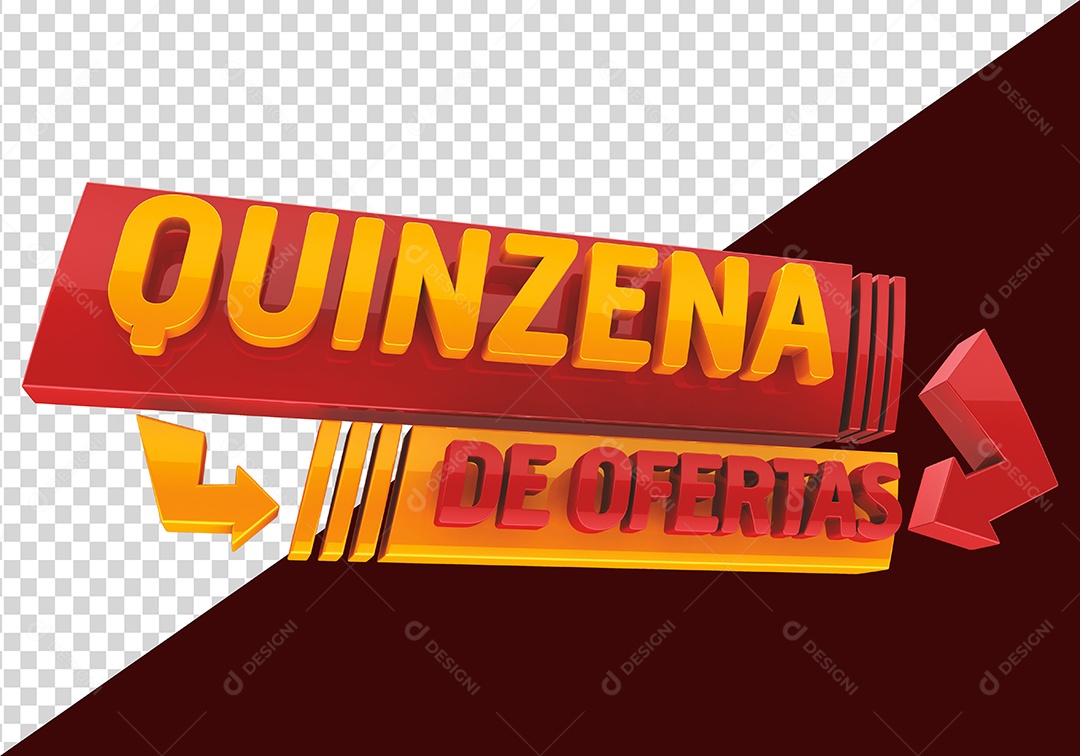 Quinzena de Ofertas Selo 3D Vermelho Dourado para Composição PSD