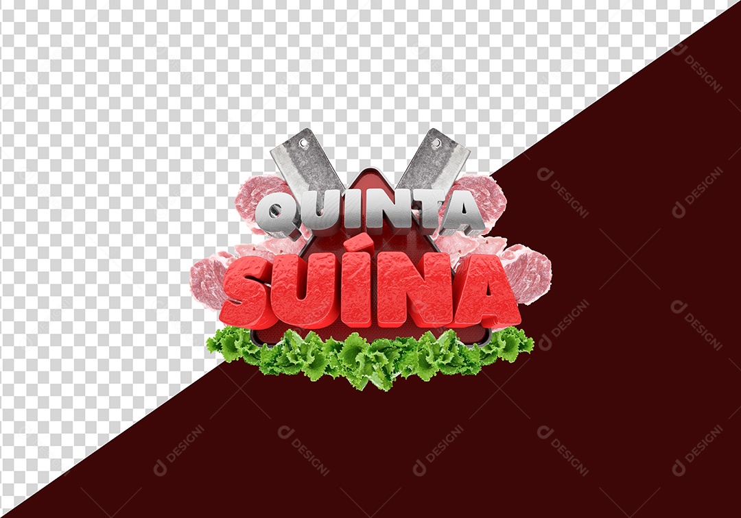 Quinta Suína Selo 3D Vermelho Verde para Composição PSD