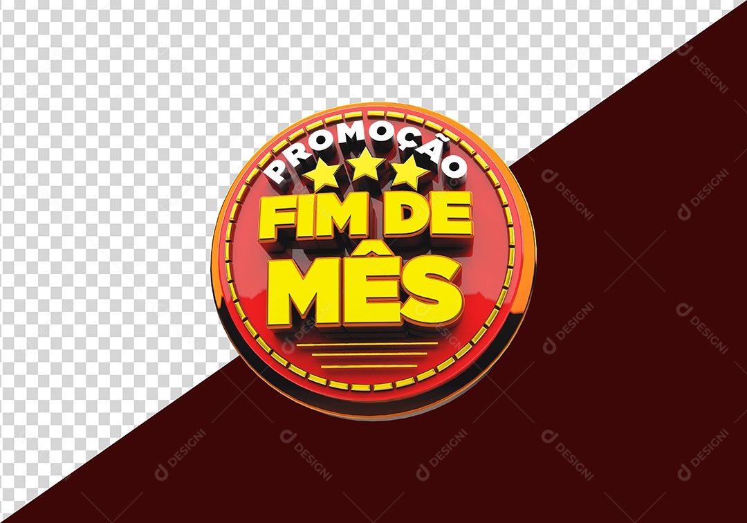 Promoção Fim de Mês Selo 3D Dourado para Composição PSD
