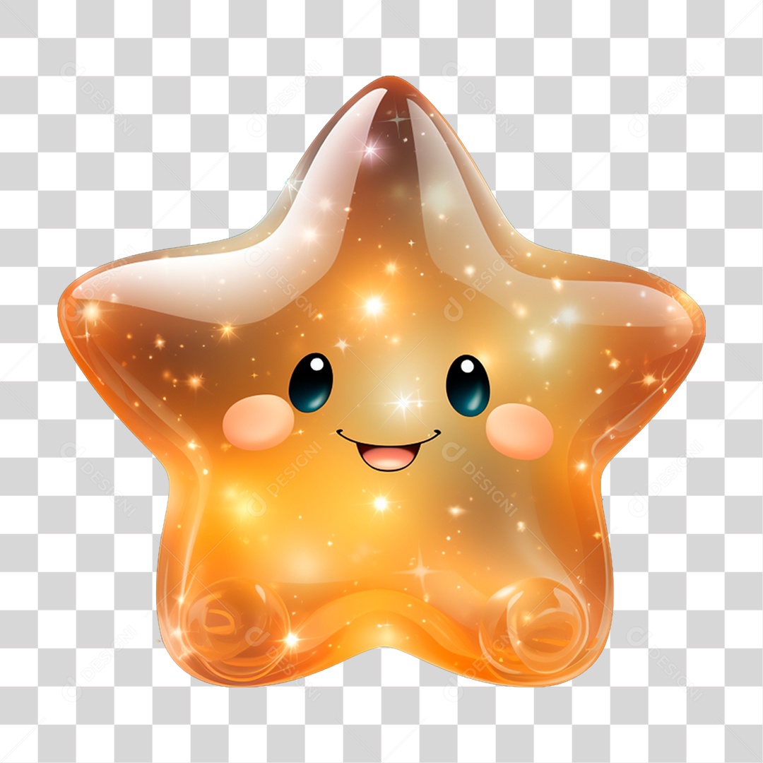 Estrela Brilhante Alaranjada PNG Transparente