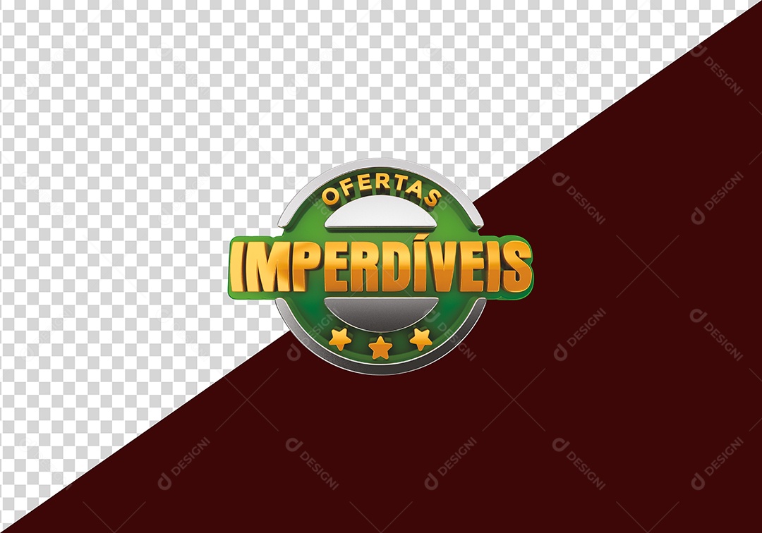 Ofertas Imperdíveis Selo 3D Verde Dourado para Composição PSD