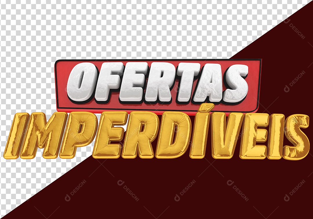 Ofertas Imperdíveis Selo 3D Branco Dourado para Composição PSD