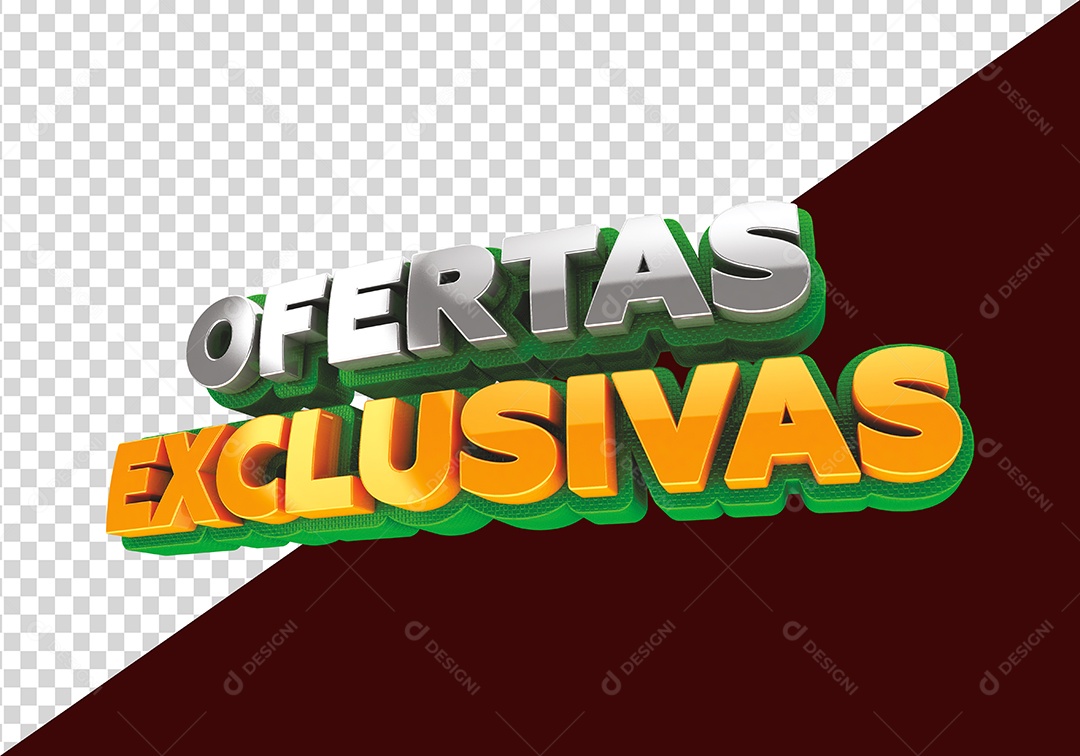 Ofertas Exclusivas Selo 3D Branco Dourado Verde para Composição PSD