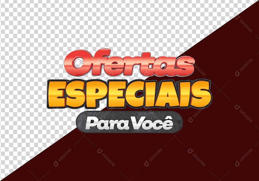 Ofertas Especiais para Você Selo 3D Vermelho Dourado para Composição PSD