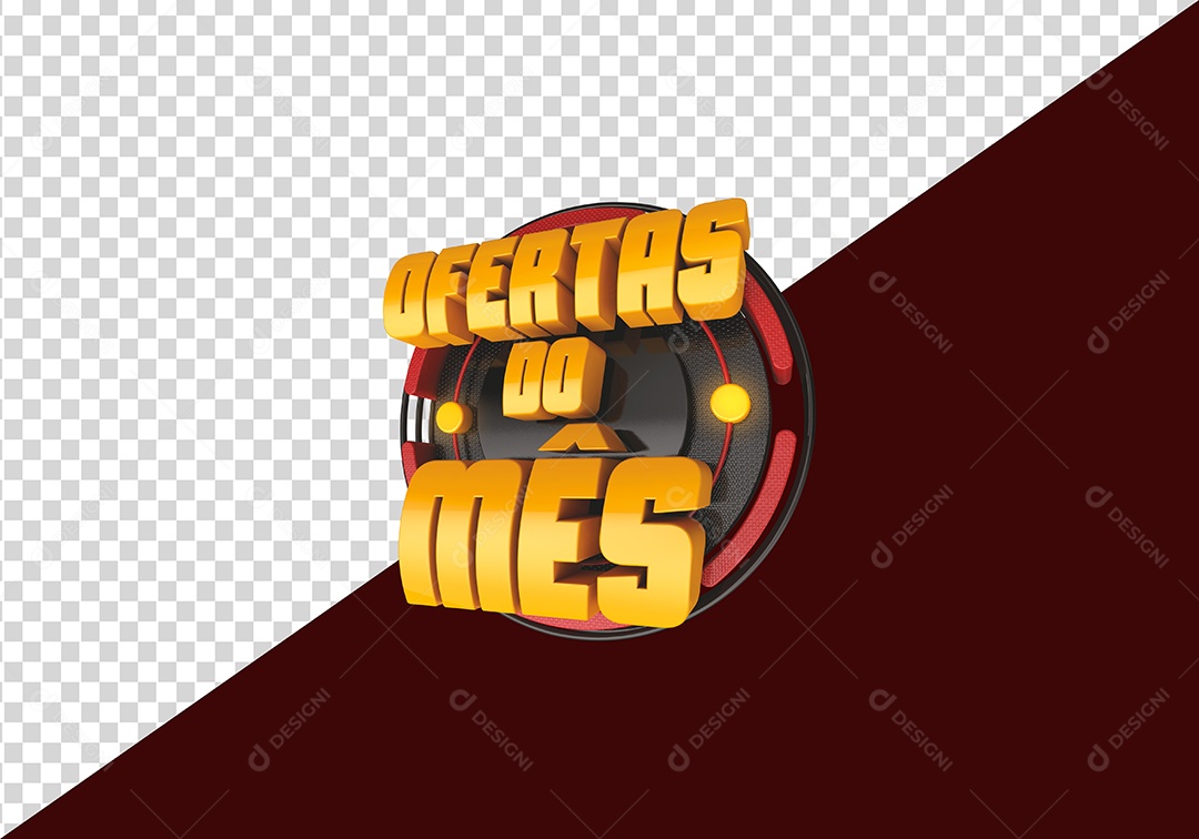 Ofertas do Mês Selo 3D Dourado para Composição PSD