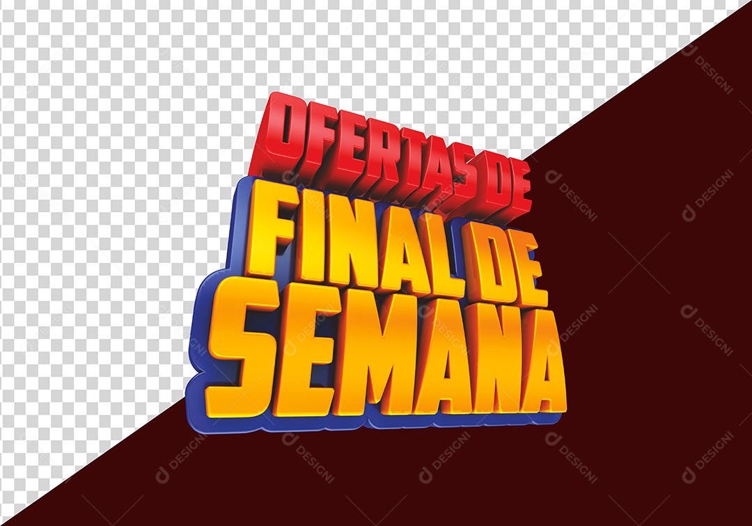 Ofertas de Final de Semana Selo 3D Dourado para Composição PSD