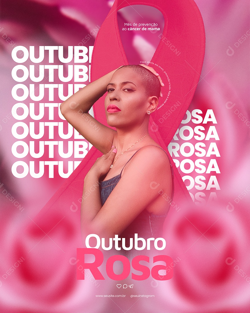 Outubro Rosa Mês de Prevenção Contra o Câncer de Mama Social Media PSD Editável