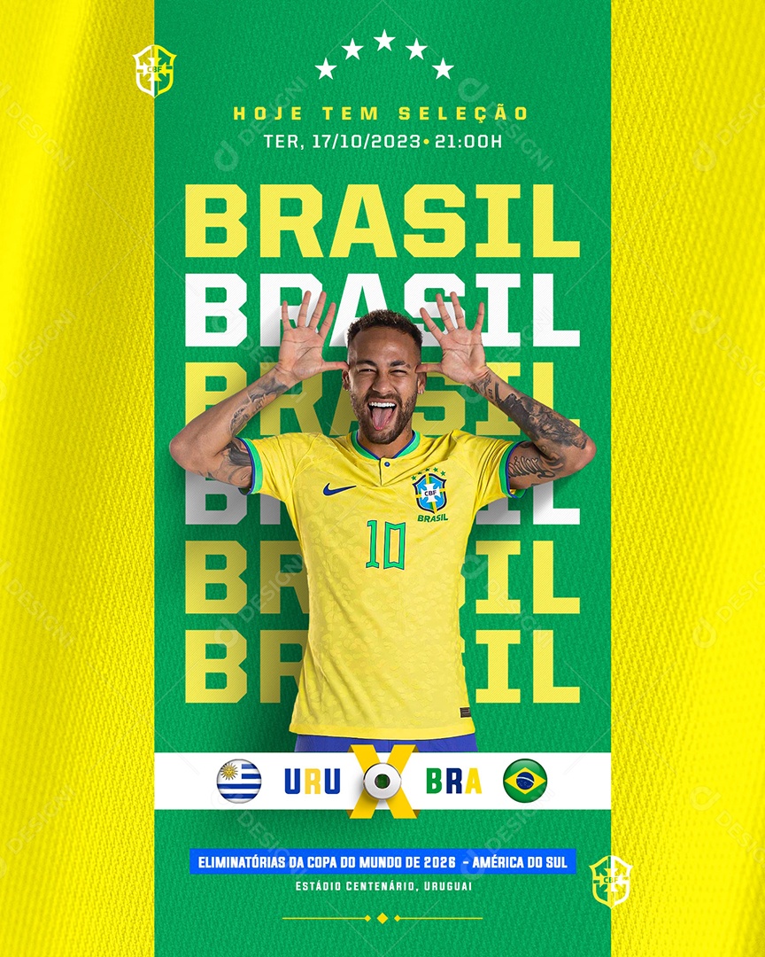 Social Media Flyer Feed Hoje Tem Seleção Brasil PSD Editável