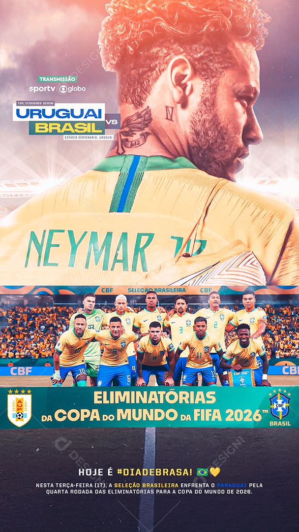 Social Media Story Flyer Neymar Jr Eliminatórias Da Copa Do Mundo PSD Editável