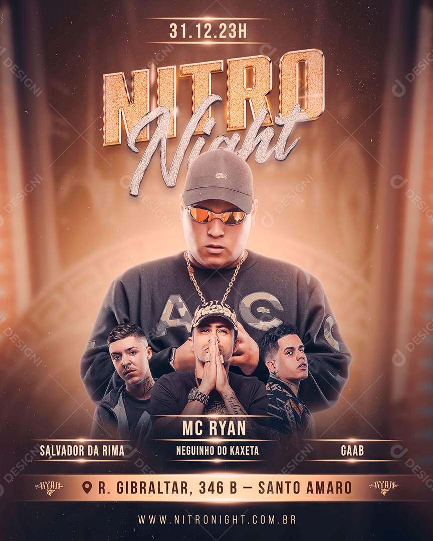 Social Media Flyer Feed Nitro Night MC Ryan PSD Editável