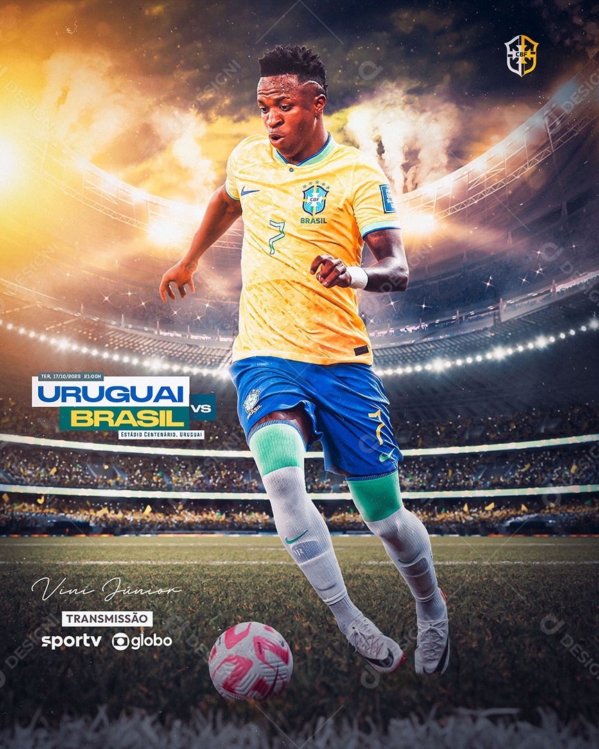 Social Media Flyer Feed Vini Junipr Uruguai Vs Brasil PSD Editável