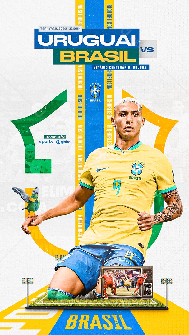 Flyer Story Uruguai X Brasil Richarlisson Social Media PSD Editável