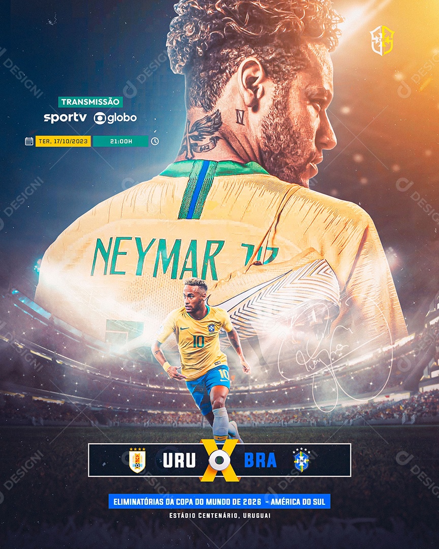 Flyer Feed Netmar Jr Uruguai X Brasil Futebol Social Media PSD Editável