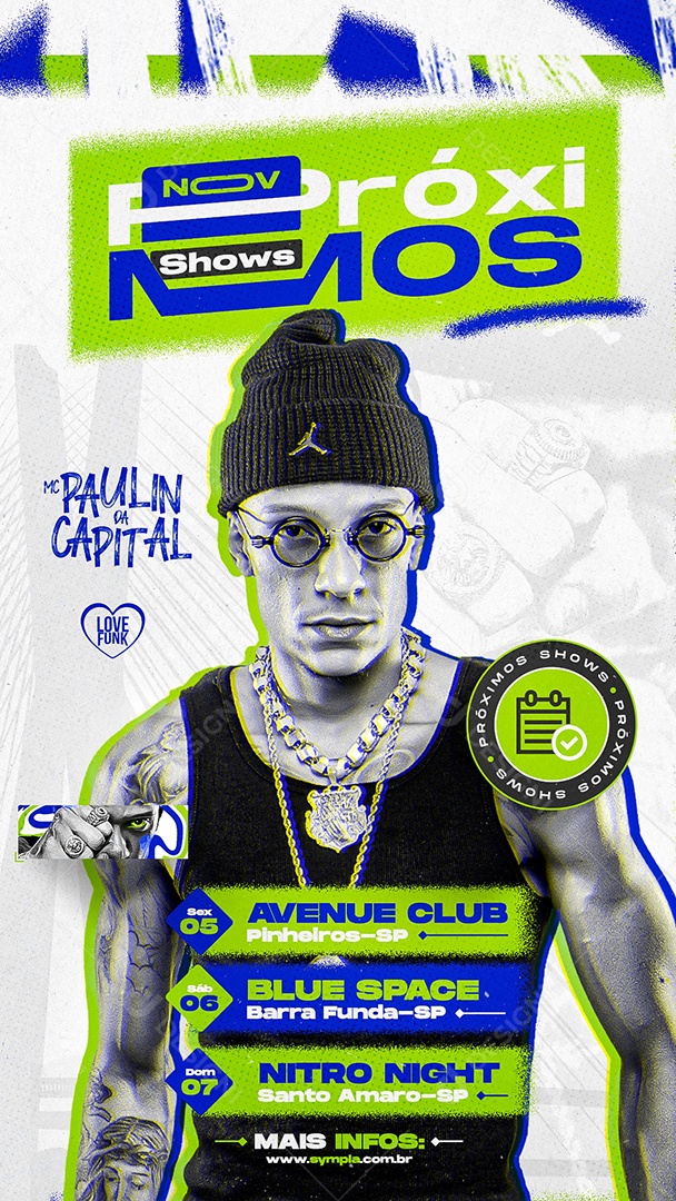 Flyer Story Próximos Shows Mc Paulin Da Capital Social Media PSD Editável