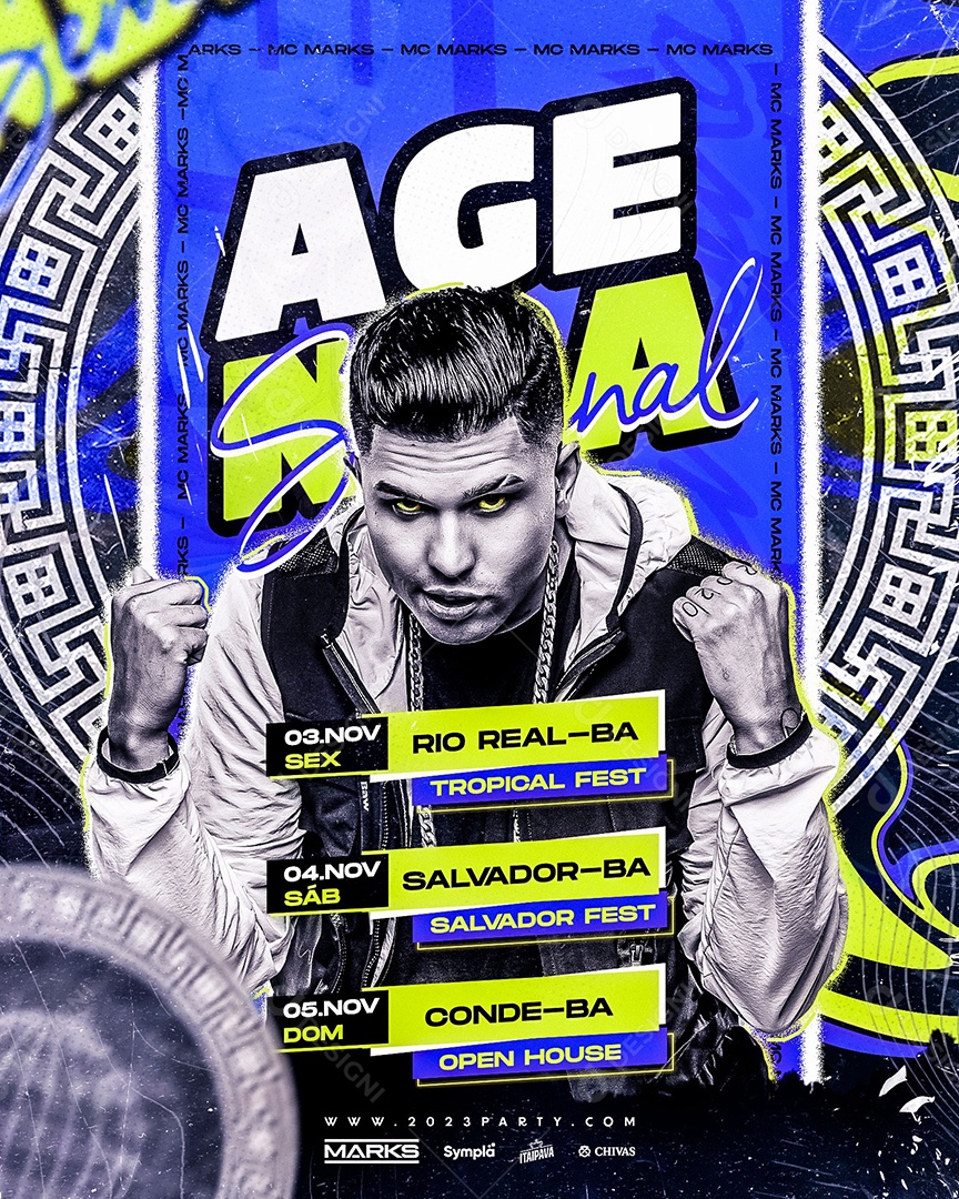 Social Media Flyer Feed Agenda Semanal Mc Marks PSD Editável