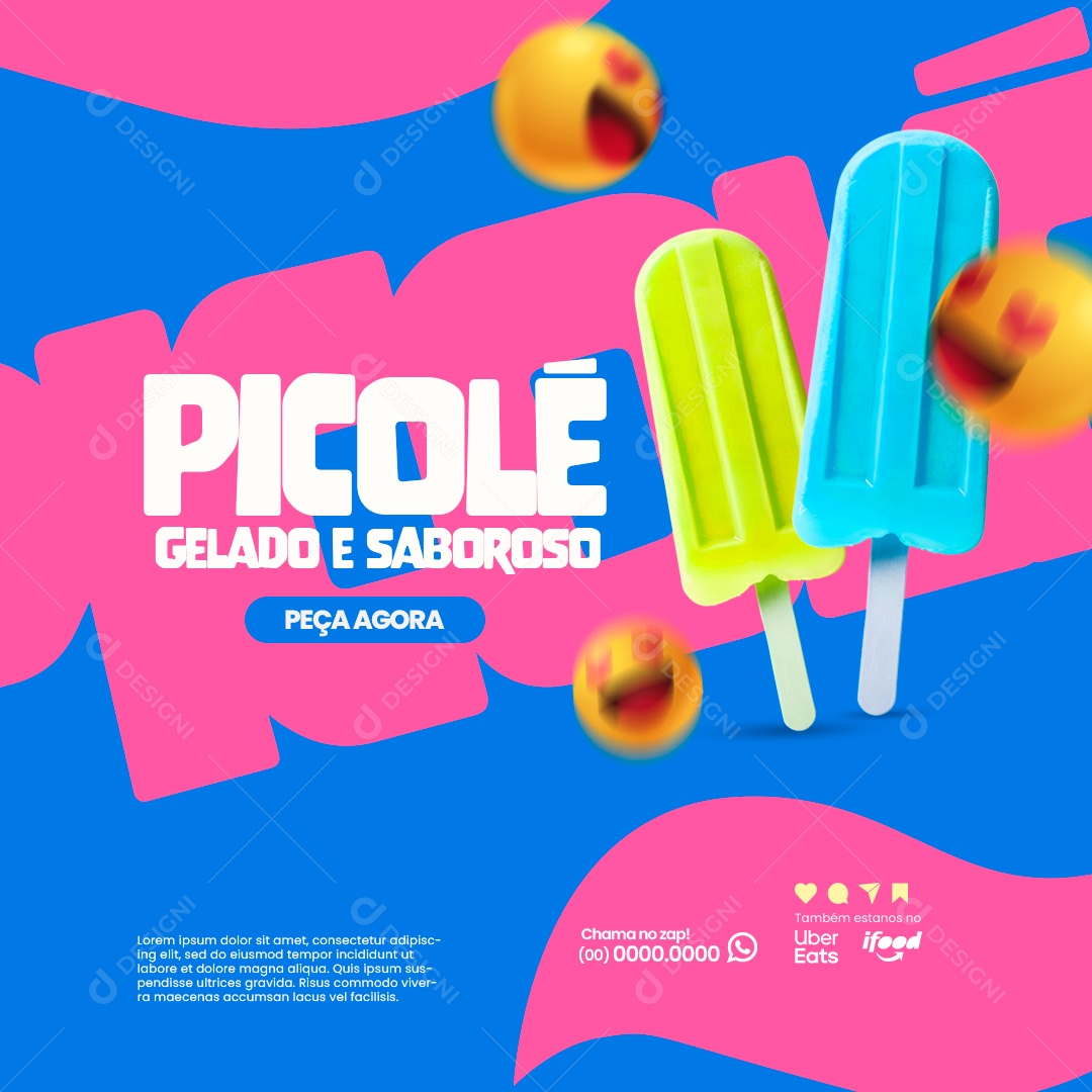 Sorveteria Picolé Gelado e Saboroso Peça Agora Social Media PSD Editável