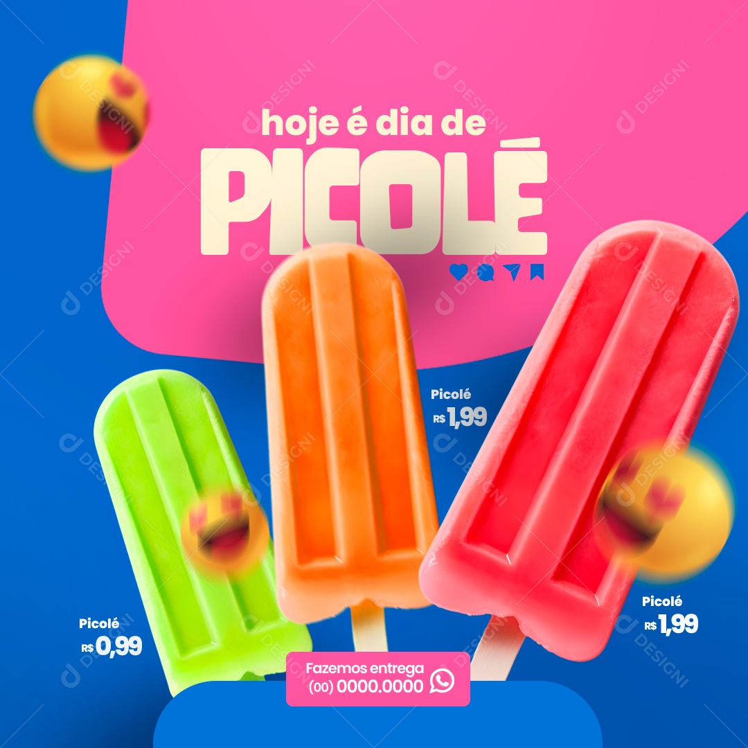 Sorveteria Hoje é Dia de Picolé Social Media PSD Editável