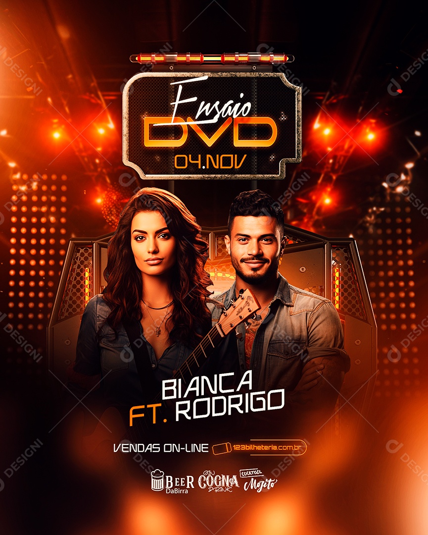 Flyer Ensaio DVD Bianca FT Rodrigo Social Media PSD Editável