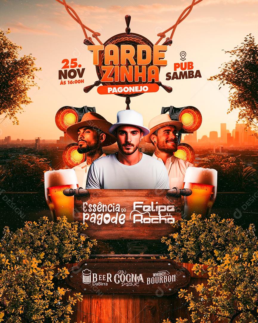 Flyer Tardezinha Pagonejo Essência do Pagode Felipe Rocha Social Media PSD Editável