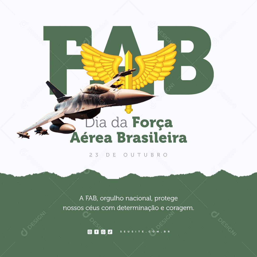 Social Media Dia da Força Aérea Brasileira 23 de Outubro PSD Editável