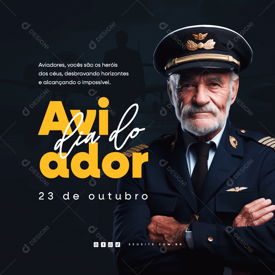 Dia do Aviador 23 de Outubro Aviadores Vocês são os Heróis Social Media PSD Editável