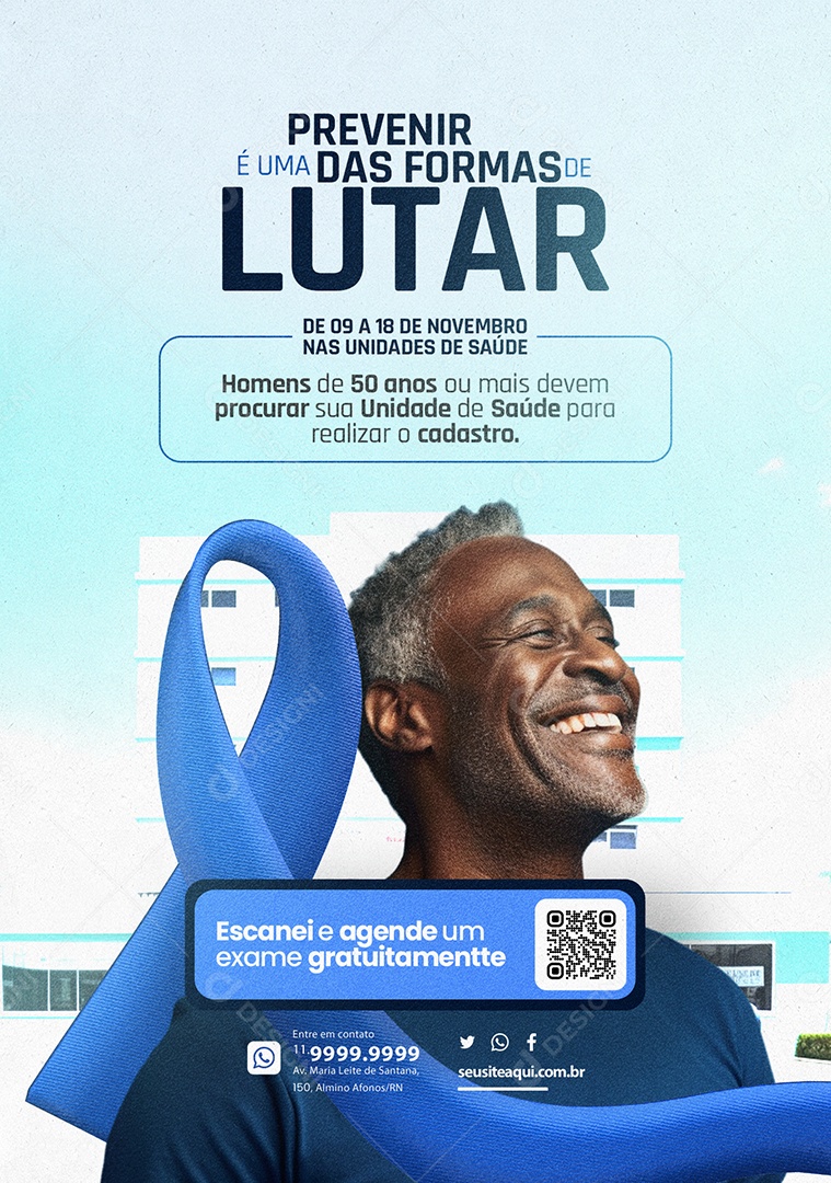 Novembro Azul Prefeitura Prevenir é Uma das Formas de Lutar Social Media PSD Editável