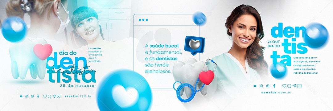 Carrossel Dia do Dentista A Saúde Bucal é Fundamental Social Media PSD Editável