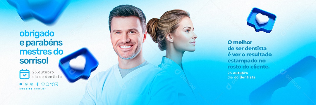 Carrossel Dia do Dentista Obrigado e Parabéns Mestres do Sorriso Social Media PSD Editável