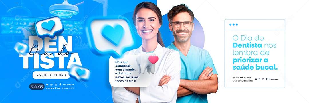 Carrossel Dia do Dentista Mais que Colaborador com a Saúde Social Media PSD Editável