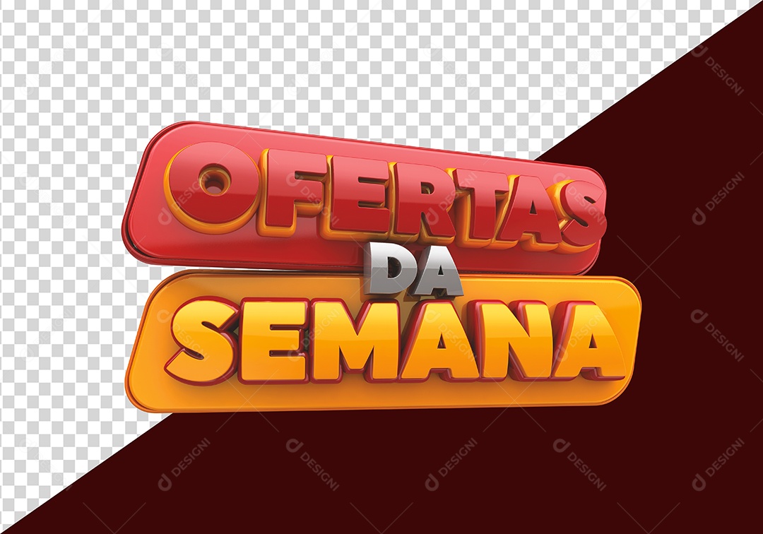 Ofertas da Semana Selo 3D Vermelho Dourado Branco para Composição PSD