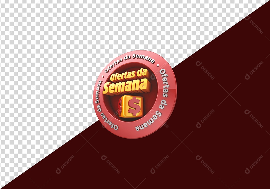 Ofertas da Semana Selo 3D Dourado Vermelho para Composição PSD
