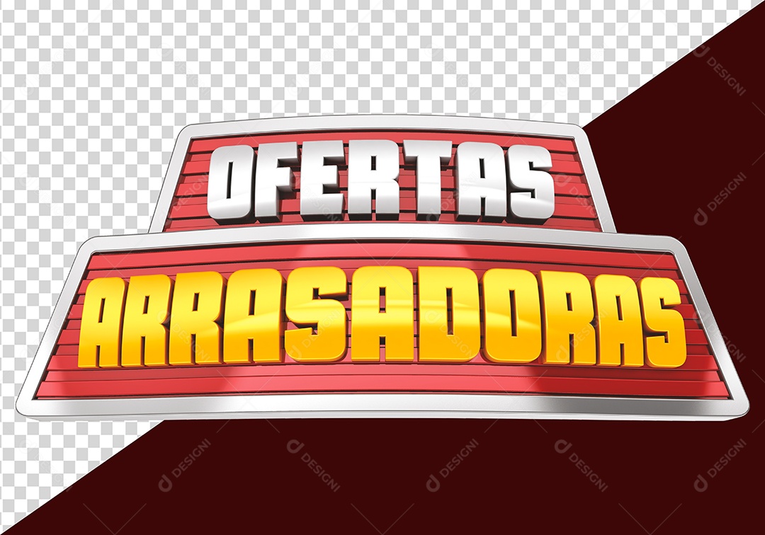 Ofertas Arrasadoras Selo 3D Branco Dourado para Composição PSD