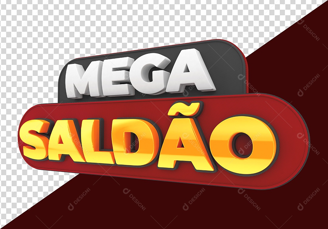 Mega Saldão Selo 3D Branco Dourado para Composição PSD
