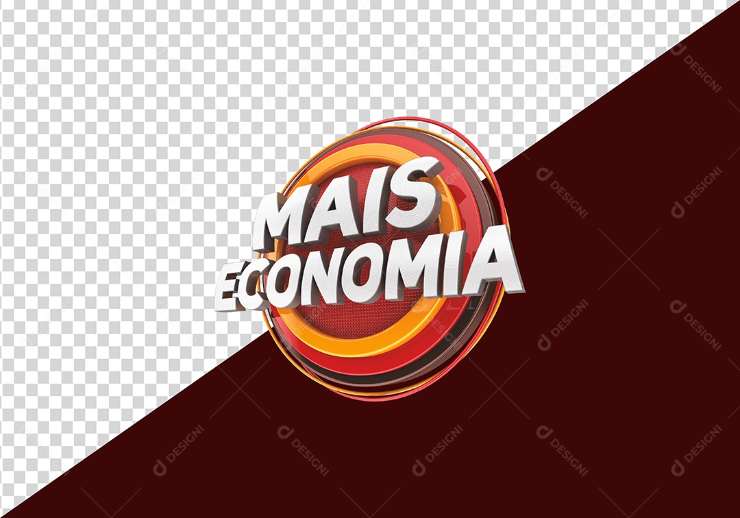 Mais Economia Selo 3D Branco para Composição PSD